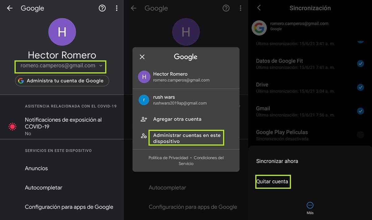 comment changer de compte principale google