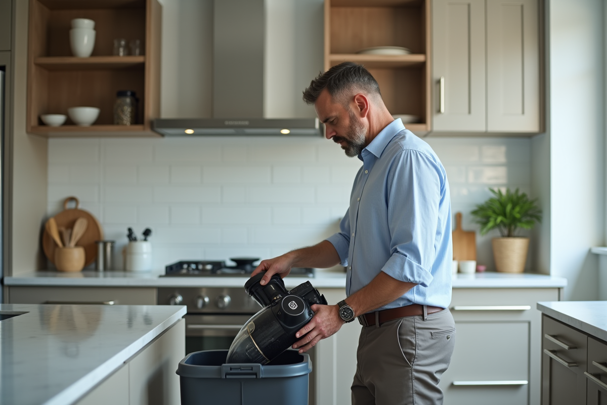 Homme vidant le compartiment d